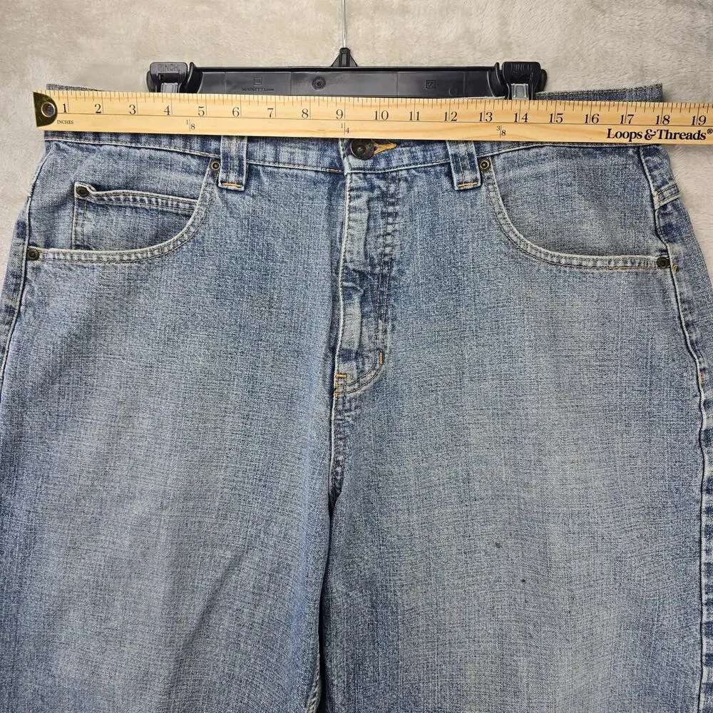 Vintage Anchor Blue Baggy Shorts Mens 34 (Fits 36x12) Blue Denim Jorts Y2K STAIN